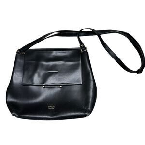 IMAGO-A Black Leather Basic Shoulder Bag Purse City Classic Professional
